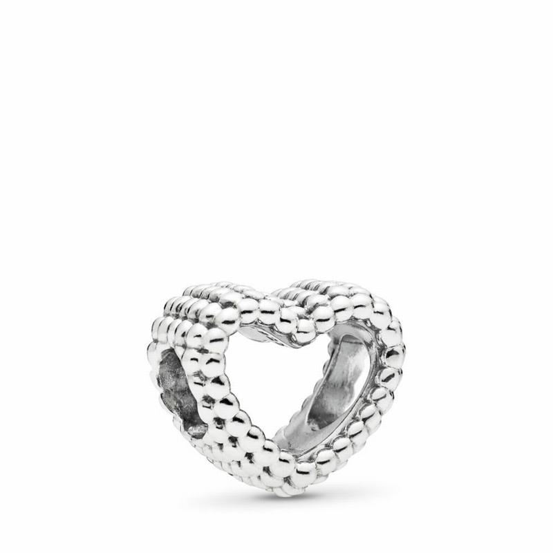 Pandora Beaded Heart Charm - Sterling Silver - Canada | GA7760PO